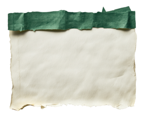 Aged, torn piece of paper with a green border