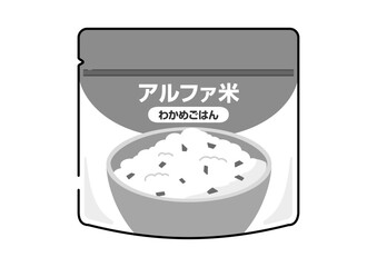 アルファ米のイラスト　わかめごはん