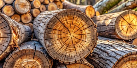 Naklejka premium A Stack of Sawn Logs Displays the Natural Rings and Texture of Wood