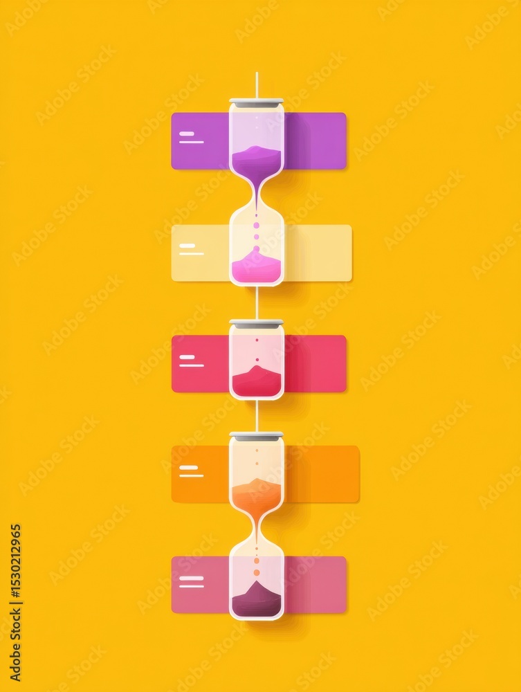 Poster enhancing productivity through effective time blocking techniques with colorful hourglasses