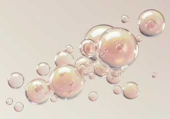 Fototapeta premium Luxury Cosmetic Essence Bubble – 3D Visualization of Hydrating Water Molecules for Beauty Products