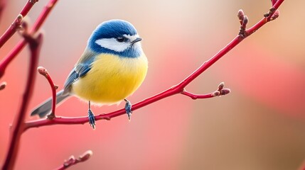 Naklejka premium Blue Tit on a Minimalist Branch