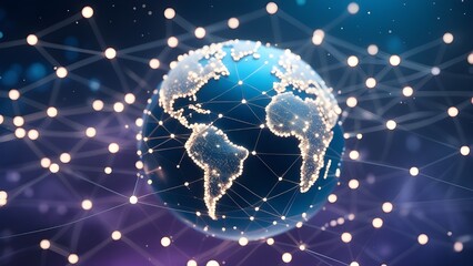 3D global network visualization. Digital connectivity and data flow