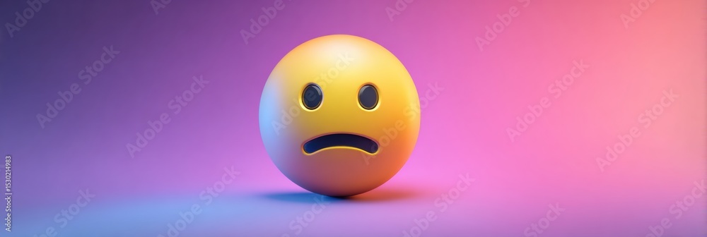 Poster sad emoji against a broken user interface background with faded upper margin