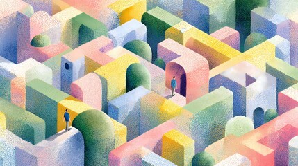 Navigating the Labyrinth of Life An Abstract Illustration of Choices and Paths