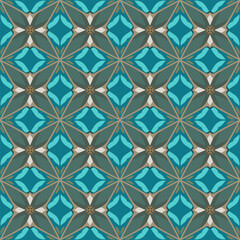 Fototapeta premium Geometric flower patterns, blue-blue-and-white patterns, vector patterns are used for tile wallpaper, etc.