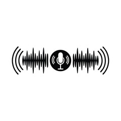 Voice command waveform interface icon vector illustration