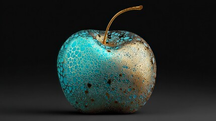 Teal gold artistic apple