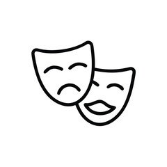 Tragedy and comedy duality mask icon vector illustration