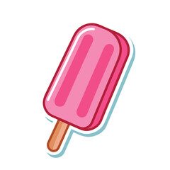 Cute pink popsicle illustration on white background perfect for summer or dessert designs
