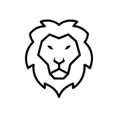 Elegant lion head logo with gold lines icon vector illustration