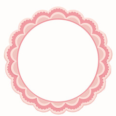 A cute pink scalloped circle frame template for invitations and greeting cards