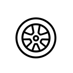 Fototapeta premium Simple Outline Car Wheel Detailed Vehicle Part Transportation Icon Symbol