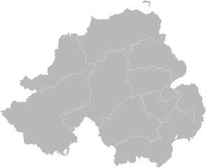 Northern Ireland, United Kingdom – administrative vector map with local government district boundaries (Web Mercator projection, PPT-compatible & fully editable)