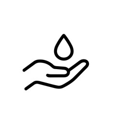 Simple Outline Hand with Water Drop Giving Icon Design Element