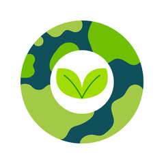 Green leaves growing inside planet earth circle promoting eco-friendliness