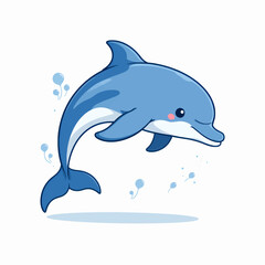 Fototapeta premium Playful Dolphin Leaping in Shimmering Blue Waters