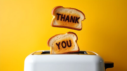 Jumping Toast Bread – Fun and Playful Breakfast Concept with Thank You Message