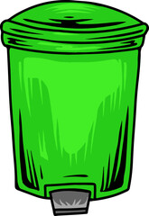 Round Green Pedal Bin