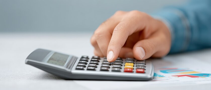 Calculating business finances office setting digital technology indoor environment close-up view accounting concept