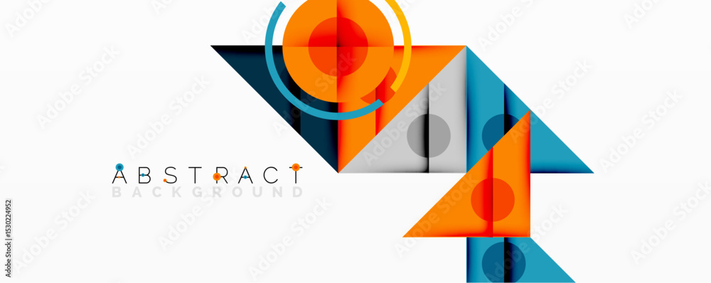 Poster Modern abstract design features geometric shapes, vibrant colors, clean lines. Composition creates dynamic visual experience.