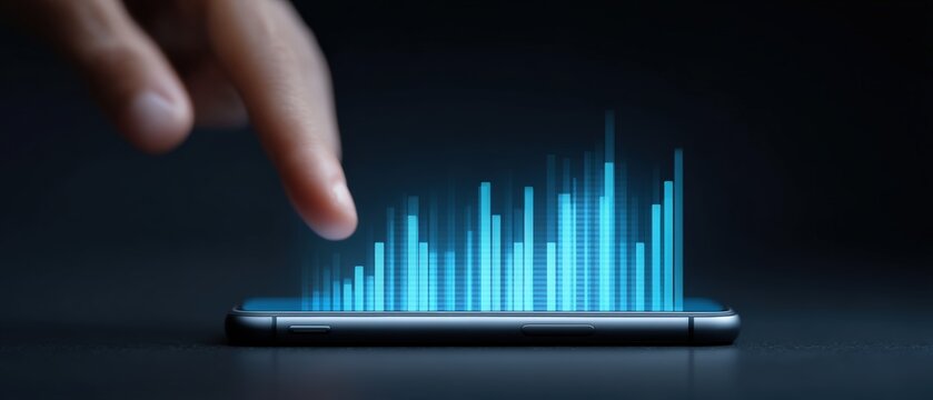 Innovative digital interaction technology sector data visualization modern environment close-up view user engagement concept