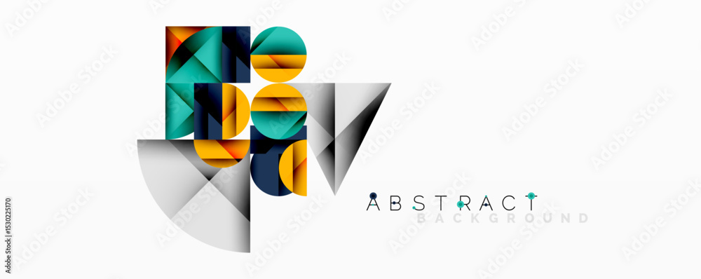 Poster modern abstract design. geometric shapes overlap, creating vibrant color scheme. minimalist composit