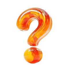 Orange glass question mark on white background