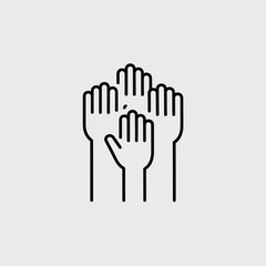 Raised Hands Vector Icon Collaboration Support and Community Symbol