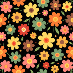 Whimsical Wildflowers on Dark Background