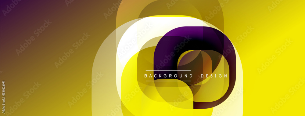 Aufkleber Abstract yellow background. Overlapping circles create dynamic visual effect. Modern design elements present smooth gradients.