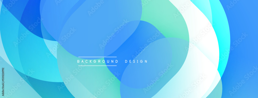 Poster Abstract blue background. Overlapping shapes create dynamic visual effect. Modern design elements present smooth gradients.