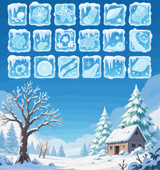 Winter Wonderland Frozen Icons Snowy Landscape