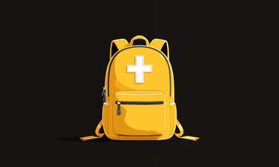 Yellow Medical Backpack on Dark Background