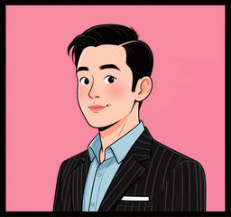 Young Man in Business Attire, Professional Style, Pink Background