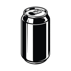 Monochrome Illustration of a Soda or Beer Can Isolated on White
