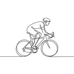 Continuous Line Drawing of a Cyclist on a Road Bike