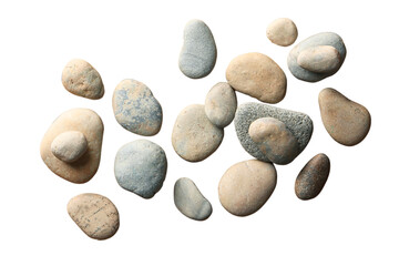 Smooth stones on a white background, isolated on white, PNG