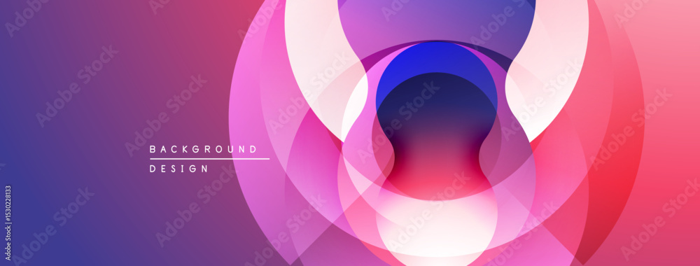 Poster abstract circles overlap, creating vibrant gradient effect. pink, purple, blue hues dominate composi