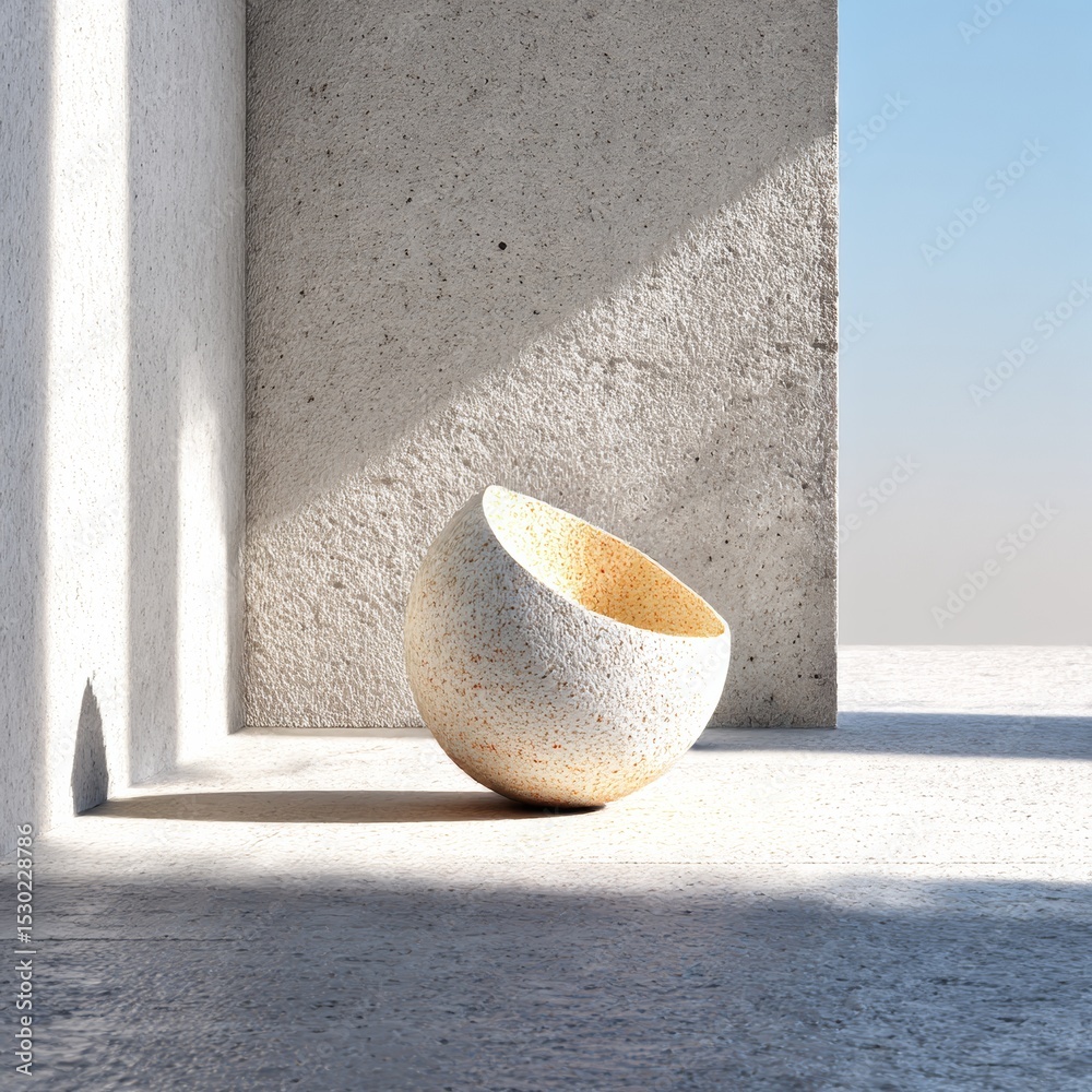 Aufkleber Abstract Concrete Vessel: A Study in Light and Shadow within a Minimalist Architectural Space