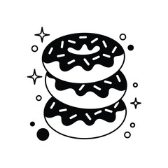 Stack of Three Donuts with Sprinkles and Decorative Shapes