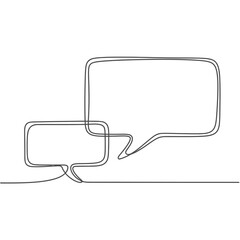 Naklejka premium Continuous Line Drawing of Two Speech Bubbles on White Background