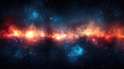 Naklejka premium Glowing Cosmic Nebula with Bright Stars and Galactic Dust