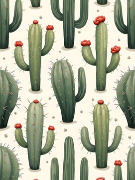Rustic cactus seamless tile pattern with dried cactus motifs and earthy green tones ideal for country style kitchens concept as Dried cactus motifs and earthy green tones create ru Clean Pro