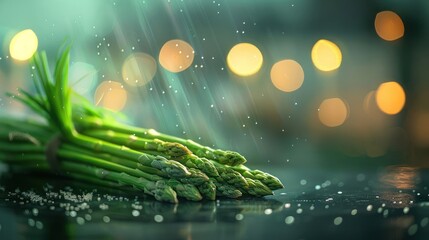 Bunch of fresh asparagus on a table