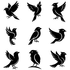 set of birds editable high quality design with a geometric artistic silhouette style
