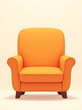 Cartoon orange armchair comfy furniture, illustration, design