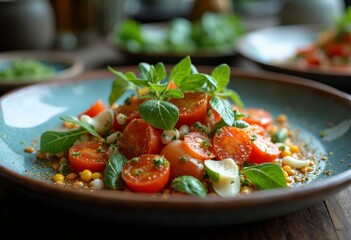 Close up of spaghetti salad on a plate