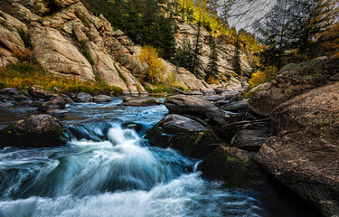 mountain river in autumn