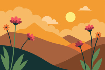 spring landscape with flowers